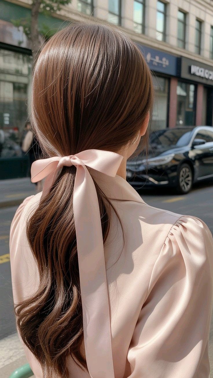 Close-up tóc bóng mượt sleek bun Old Money Hair