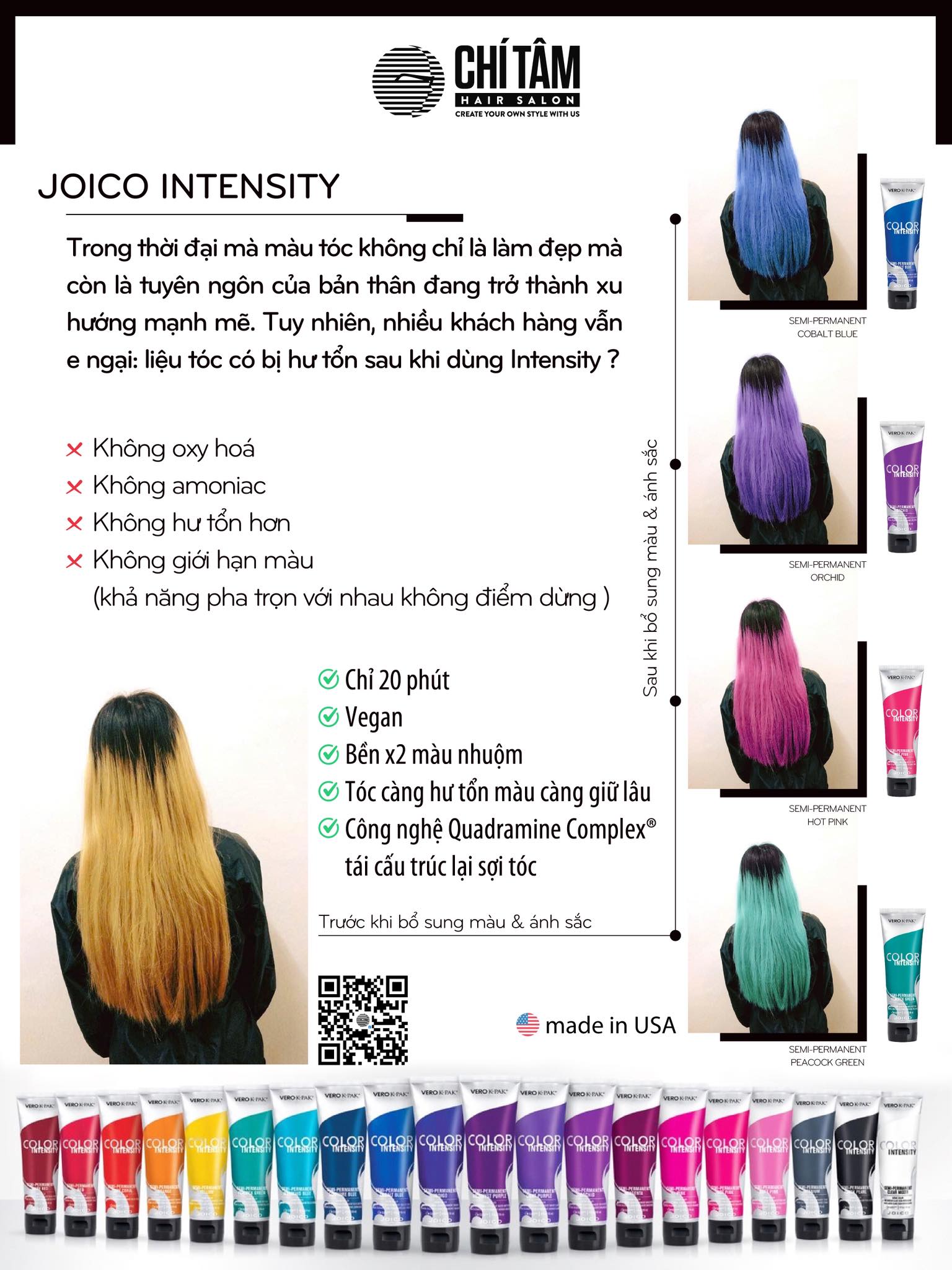Màu mới cho tóc tẩy đã phai cùng JOICO INTENSITY tại Chí Tâm Hair Salon