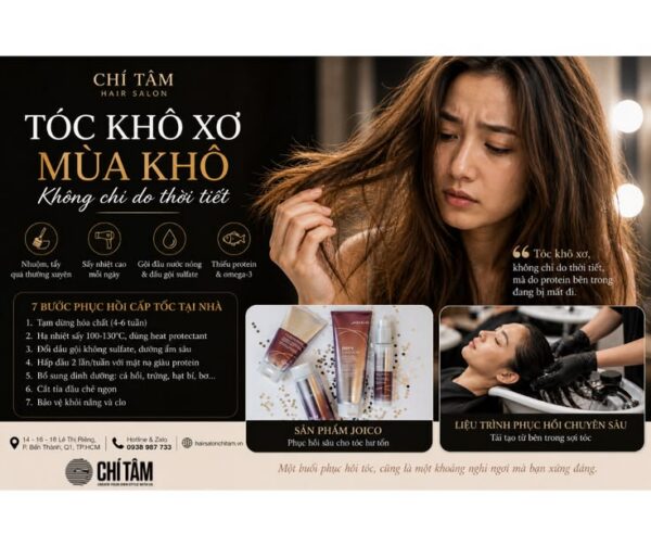 Phục hồi tóc khô xơ mùa khô tại Chí Tâm Hair Salon