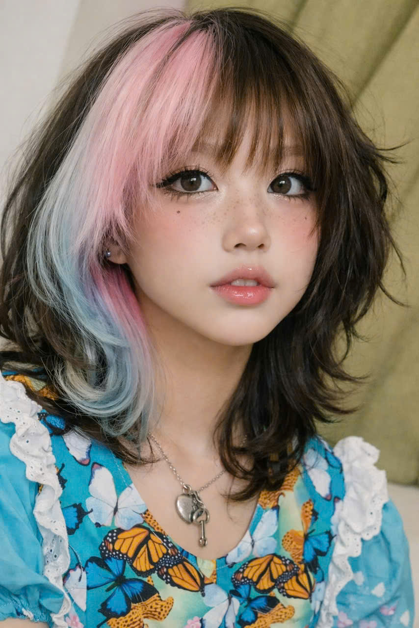 Tóc nhuộm pastel hồng xanh tại Hair Salon Chí Tâm