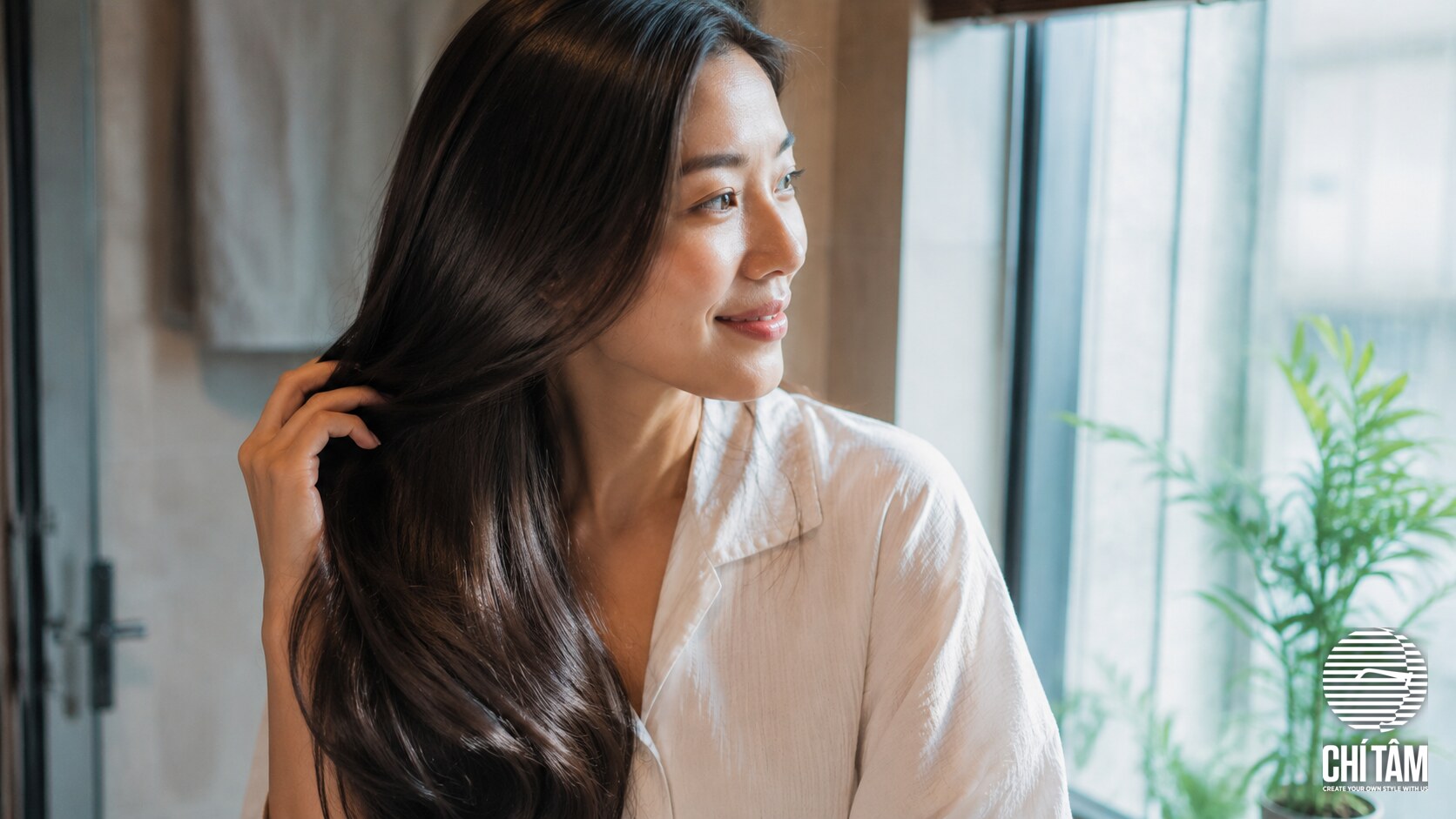 Tóc bóng mượt vào nếp sau khi sấy đúng cách tại Chí Tâm Hair Salon