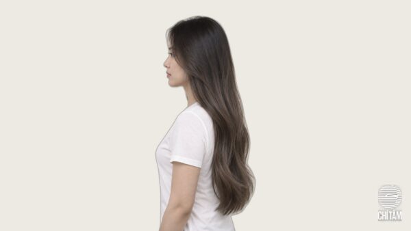 Tóc màu khói tro ash brown trên nền tóc đen chưa tẩy tại Chí Tâm Hair Salon