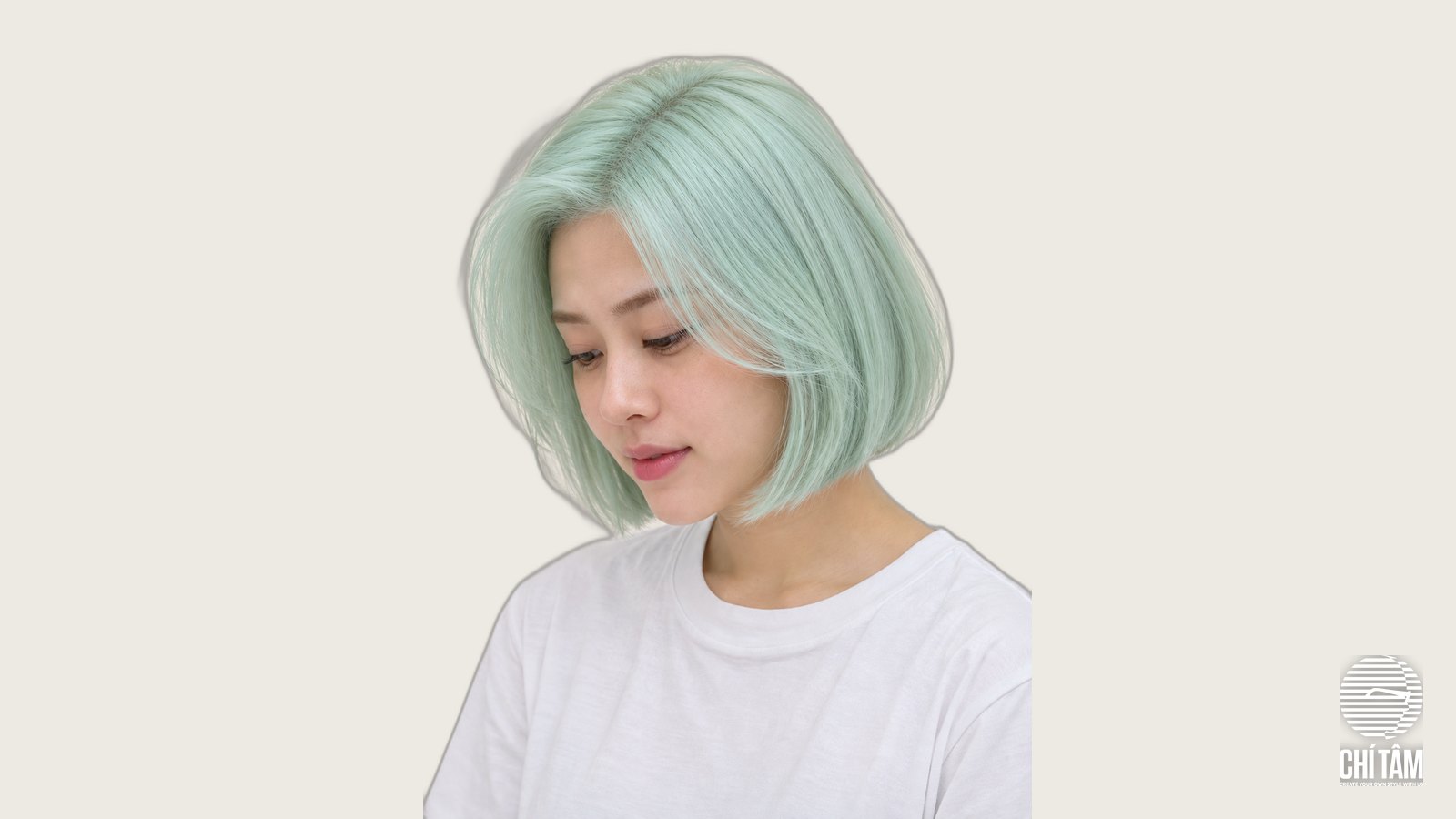 Tóc bob ngắn nhuộm xanh mint ôm mặt - Chí Tâm Hair Salon