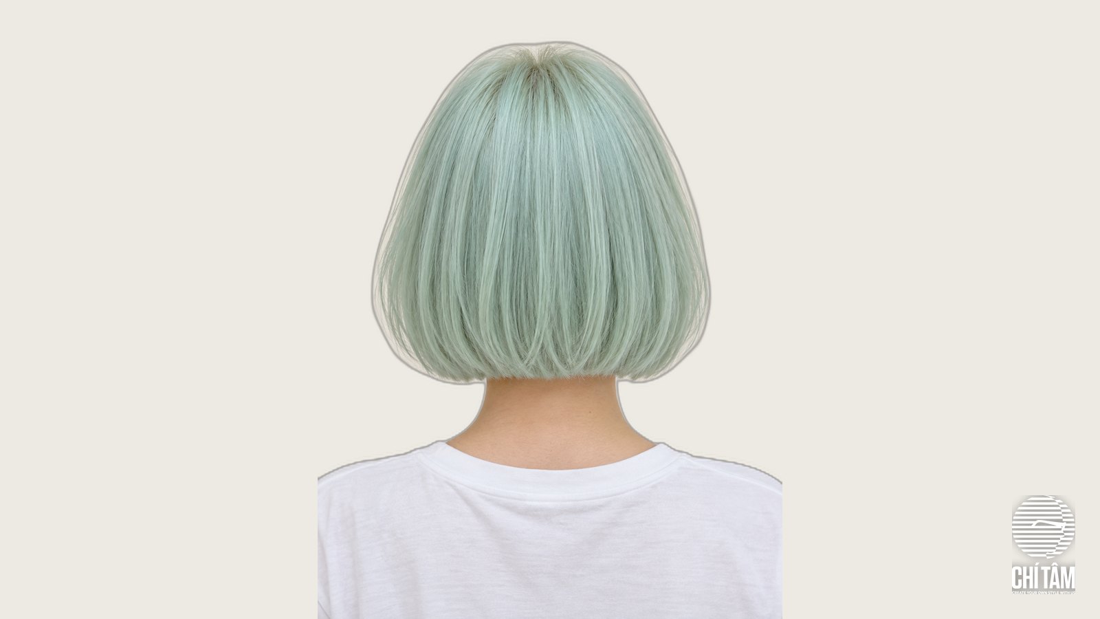 Tóc bob xanh bạc hà nhìn từ sau - Chí Tâm Hair Salon