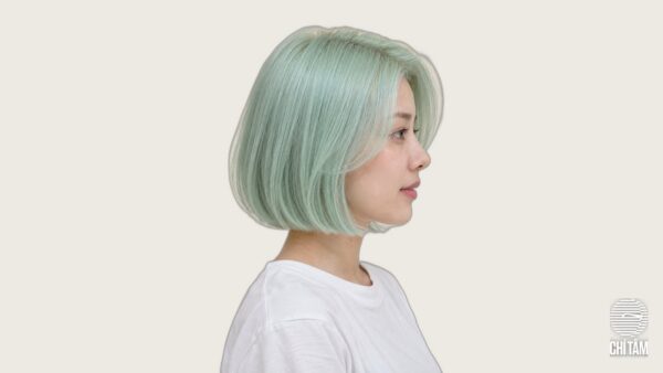Tóc xanh bạc hà mint bob ngắn góc nghiêng - Chí Tâm Hair Salon