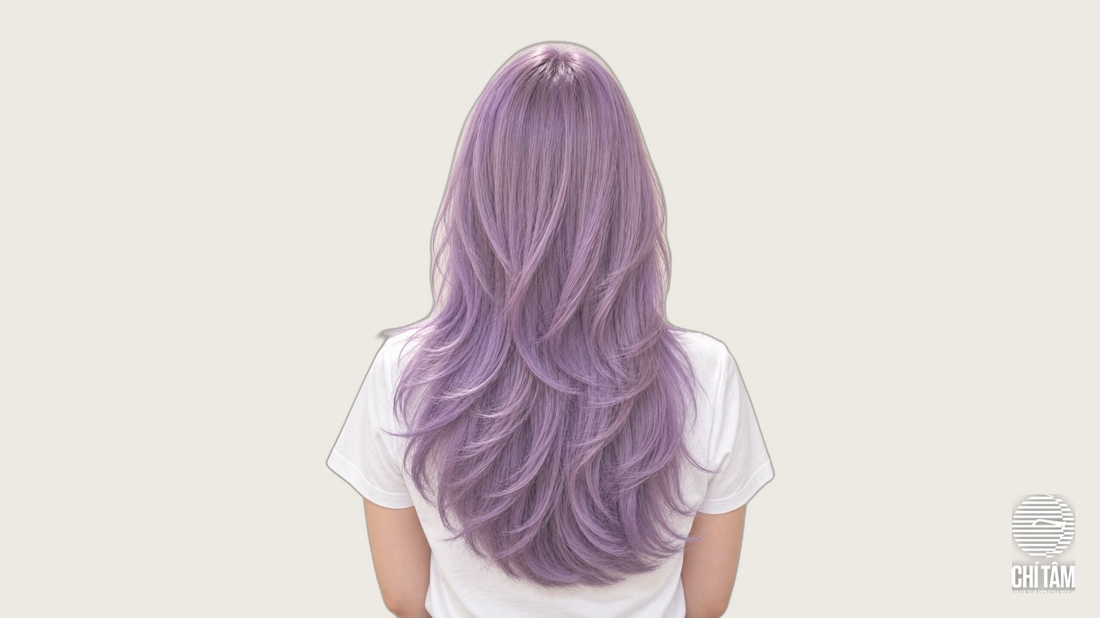 Tóc tím lavender dài layer nhìn từ phía sau - Chí Tâm Hair Salon